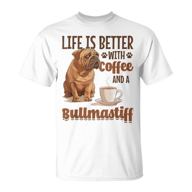 Bullmastiff-Hunderasse Das Leben Ist Besser Mit Kaffee Und Einem T-Shirt