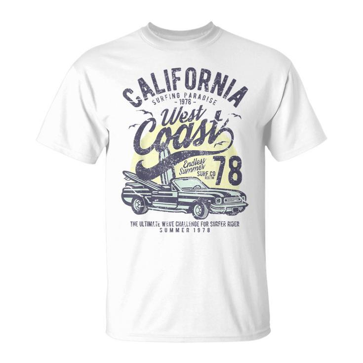 California West Coast Surfing Car Birthday T-Shirt