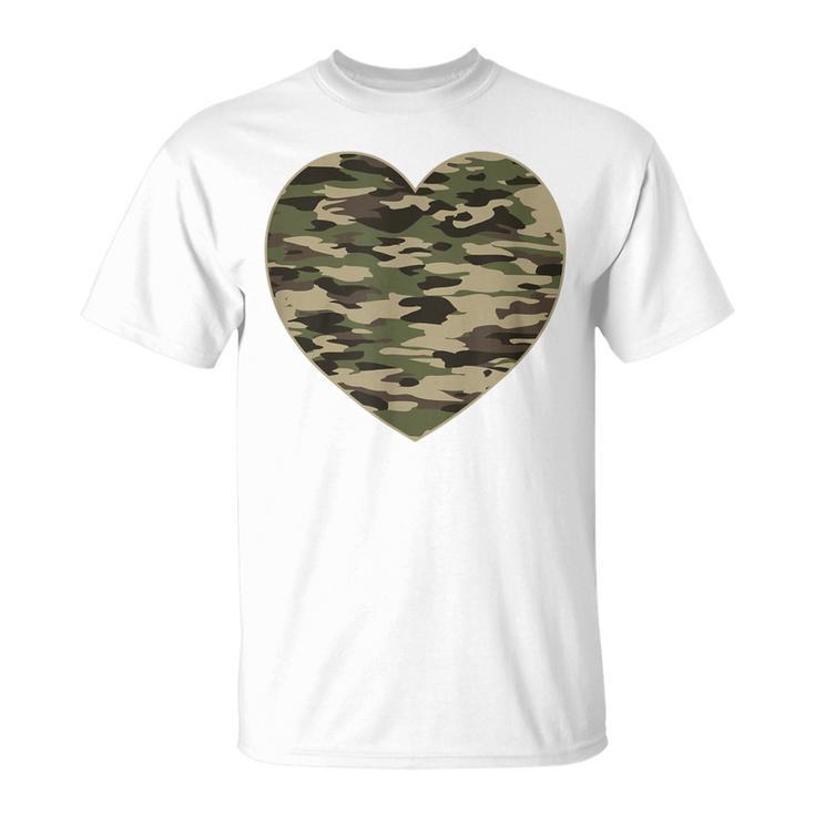 Camo Heart Valentines Day Camoflauge Military Tactical T-Shirt