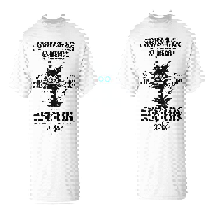 Cat I Survived 44 Years Of Marriage 44Th Wedding Anniversary T-Shirt
