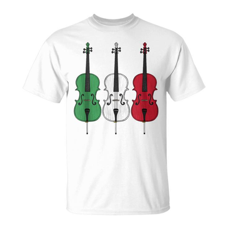 Cello Italian Flag Cellist String Musician Italy T-Shirt