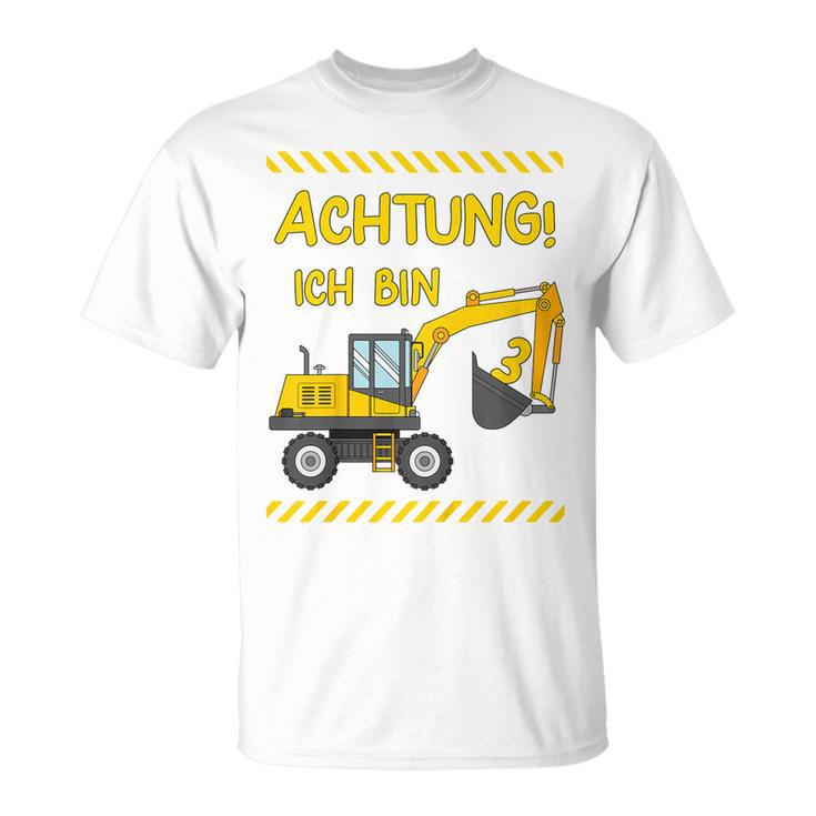 Children's Achtung Ich Bin 3 Jahre Digger 3Rd Birthday T-Shirt