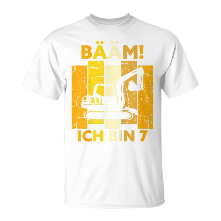 Children's Bäm Ich Bin 7 Sieben Jahre Boy 7Th Birthday Digger T-Shirt