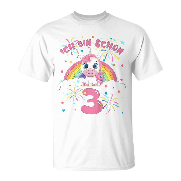 Children's Ich Bin Schon 3 Unicorn White T-Shirt