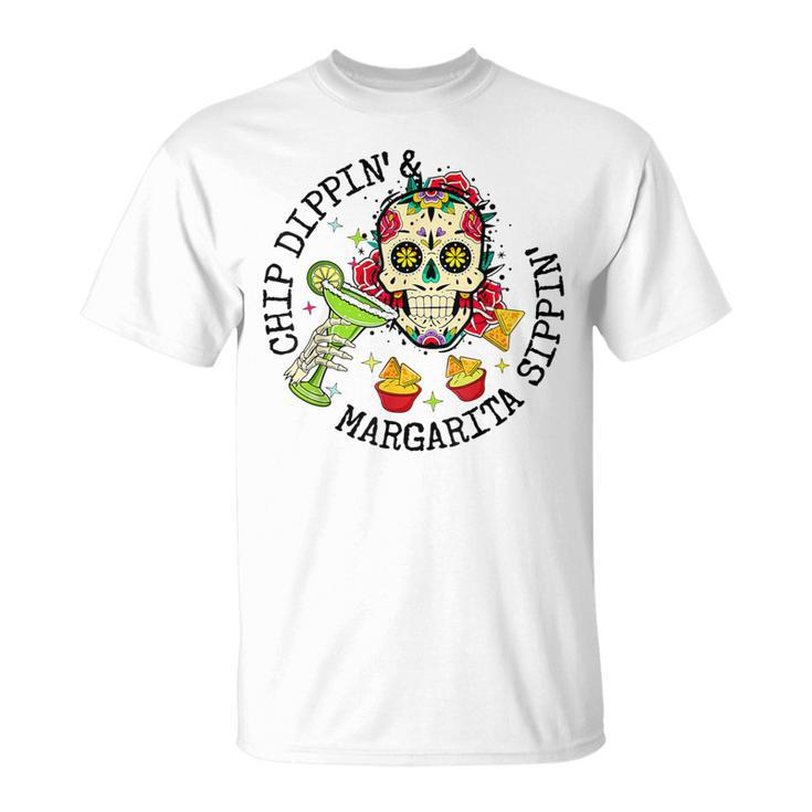 Chip Dippin Margarita Sippin Skull Skeleton T-Shirt