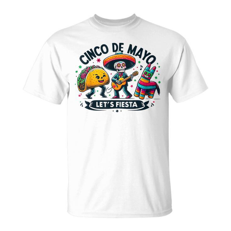 Cinco De Mayo Pinata Taco Sugar Skull Squad Let's Fiesta T-Shirt