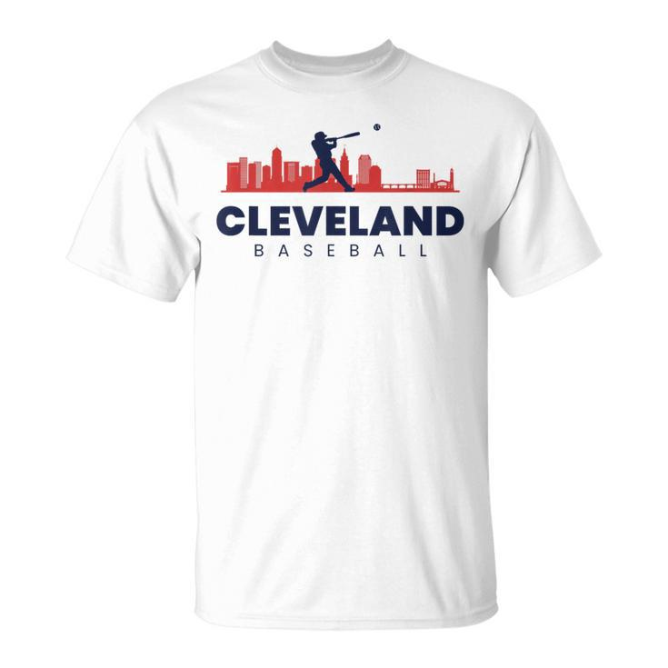 Cleveland Baseball Minimalist City Skyline Baseball Lover T-Shirt