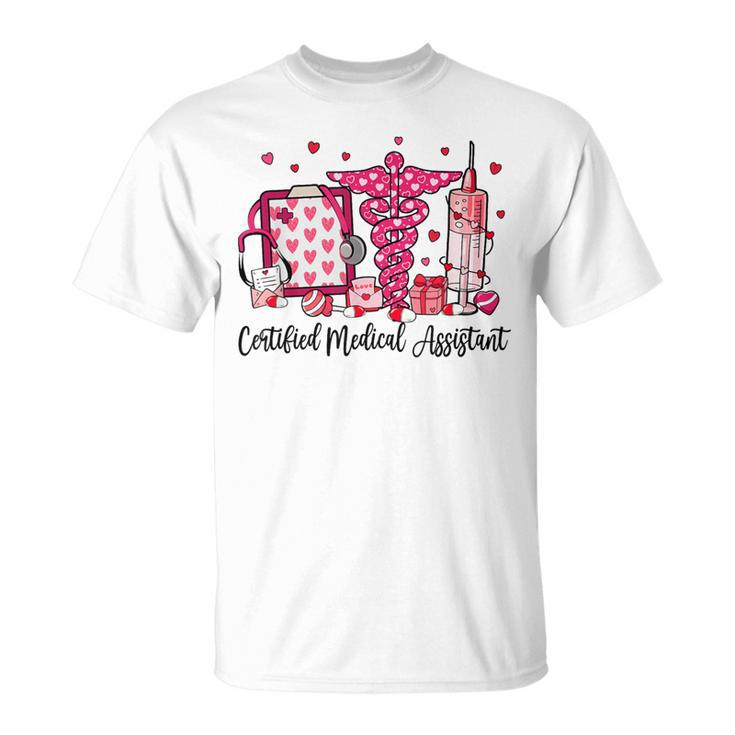 Cma Certified Medical Assistant Hearts Valentine's Day T-Shirt