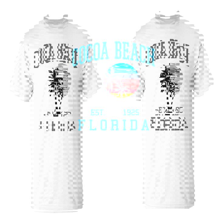 Cocoa Beach Florida Beach Retro Sunset Palm Trees Summer T-Shirt