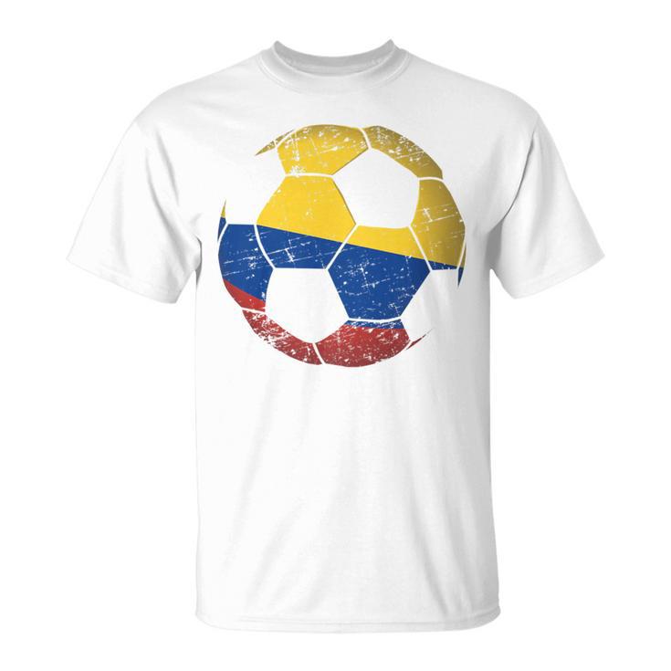 Colombia Soccer Ball Flag Jersey Colombian Football T-Shirt