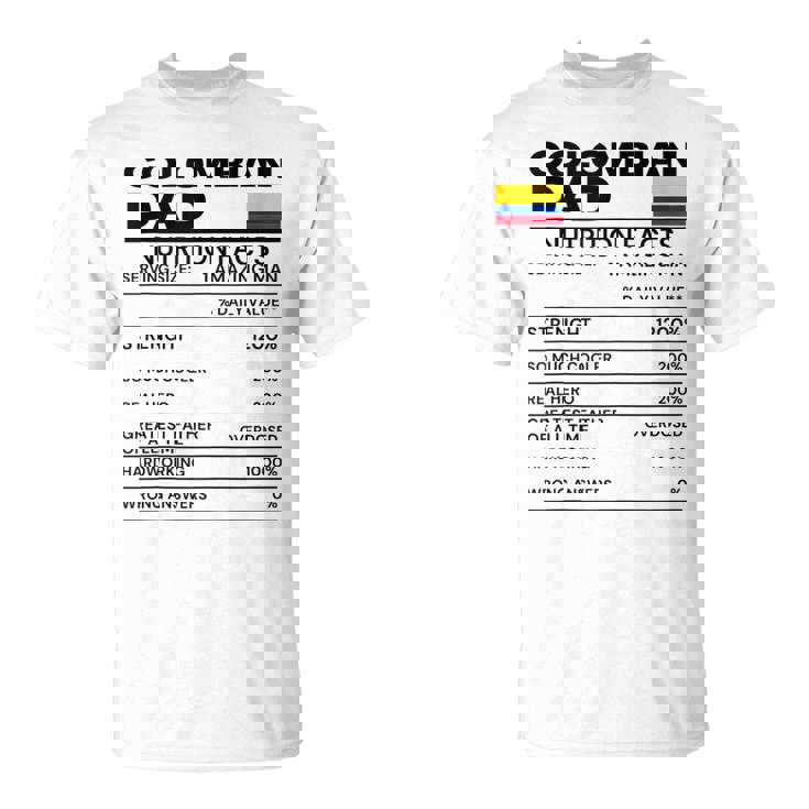Colombian Nutrition Facts Funny Cool Graphic Tshirt