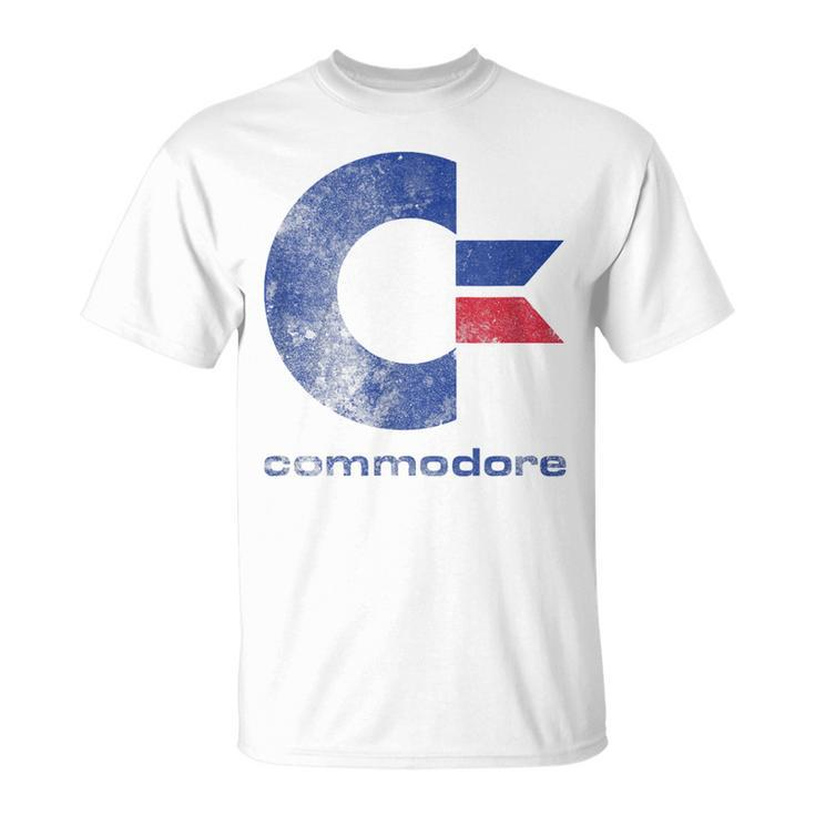 Commodore C64 Uppercase Letter Stone Washed Grunge Effect T-Shirt