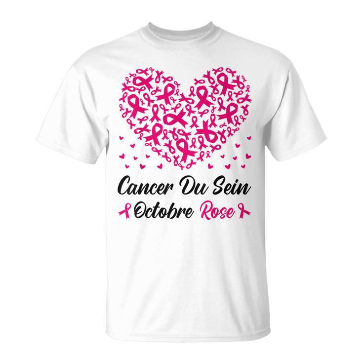 T-shirt Octobre Rose Femme - Cœur Et Ruban Rose - Soutien Cancer Du Sein - Léger Et Confortable
