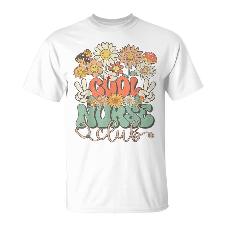 Cool Nurse Club Floral Hippie Groovy Retro Daisy Nurse T-Shirt