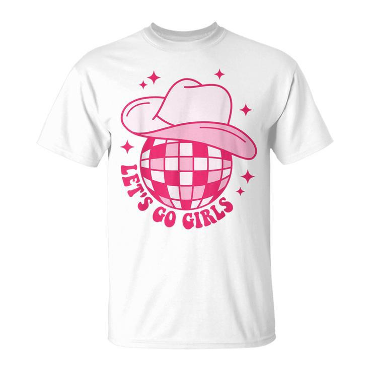 Cowboy Hat Disco Ball Let's Go Girls Western Cowgirls T-Shirt