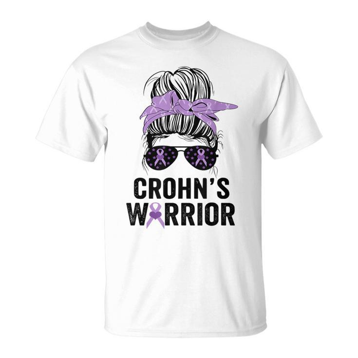 Crohn's Awareness Month Crohn's Warrior Purple Ribbon Womens T-Shirt