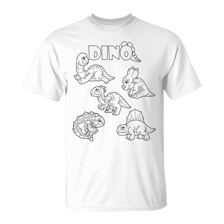 Cute Dino Dinosaur To Paint And Color In For Children T-Shirt