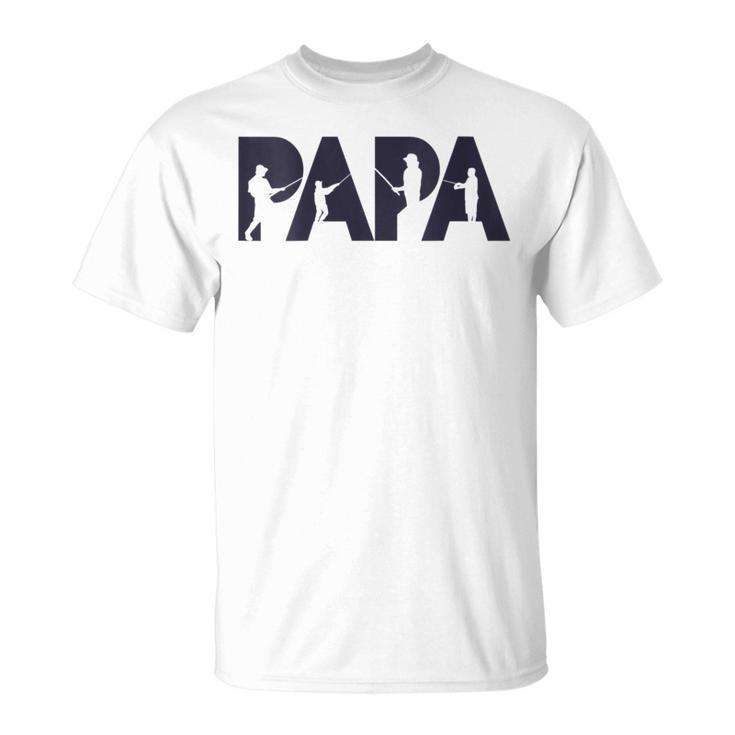 Damen Fisherman Papa Fisher Dad Angelnater Geschenk Mit-Ausschnitt T-Shirt