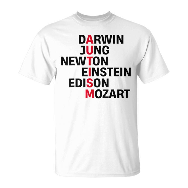 Darwin Jung Newton Einstein Edison Mozart Autism Awareness T-Shirt
