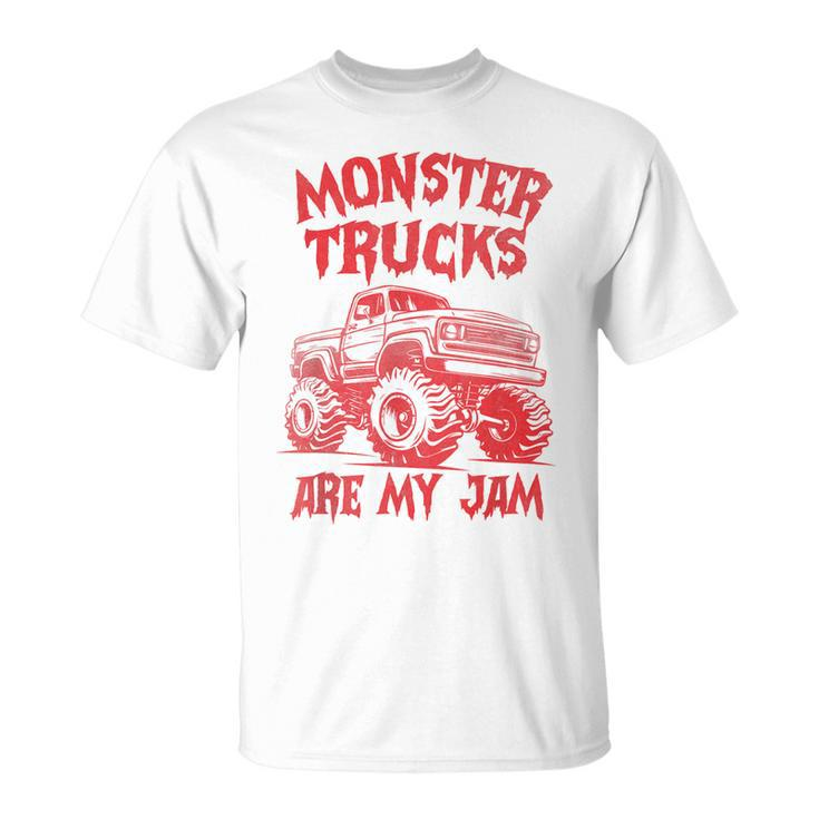 Distressed Monster Trucks Are My Jam Race Day Red Vintage T-Shirt