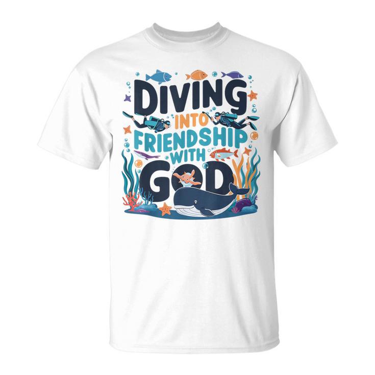 Diving Into Friendship With God Scuba Vbs 2024 Christian T-Shirt - Seseable