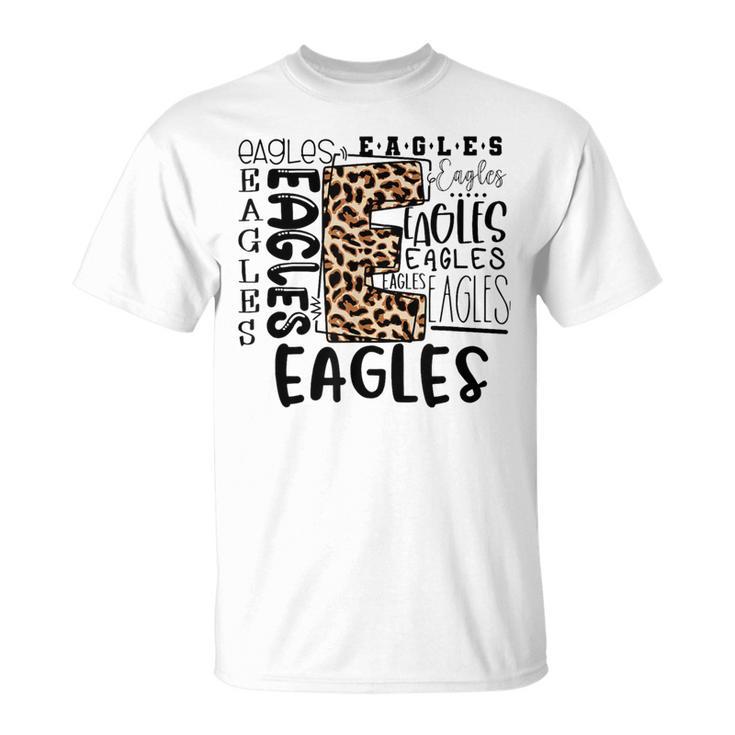 Eagles School Mascot Leopard Plaid Back To School T-Shirt