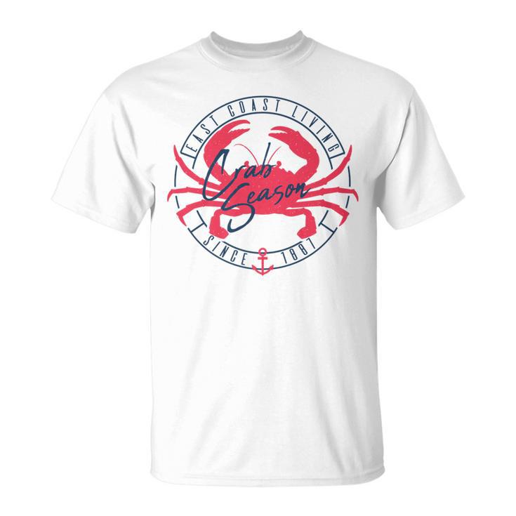 East Coast Living Crab Season Circle T-Shirt