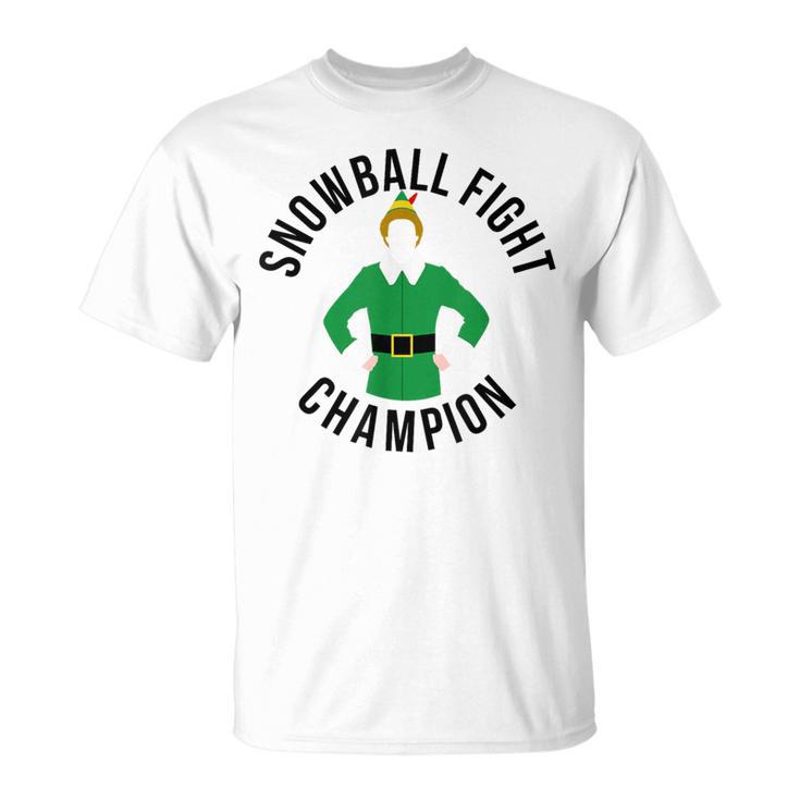 Elf Snowball Fight Champion Christmas T-Shirt