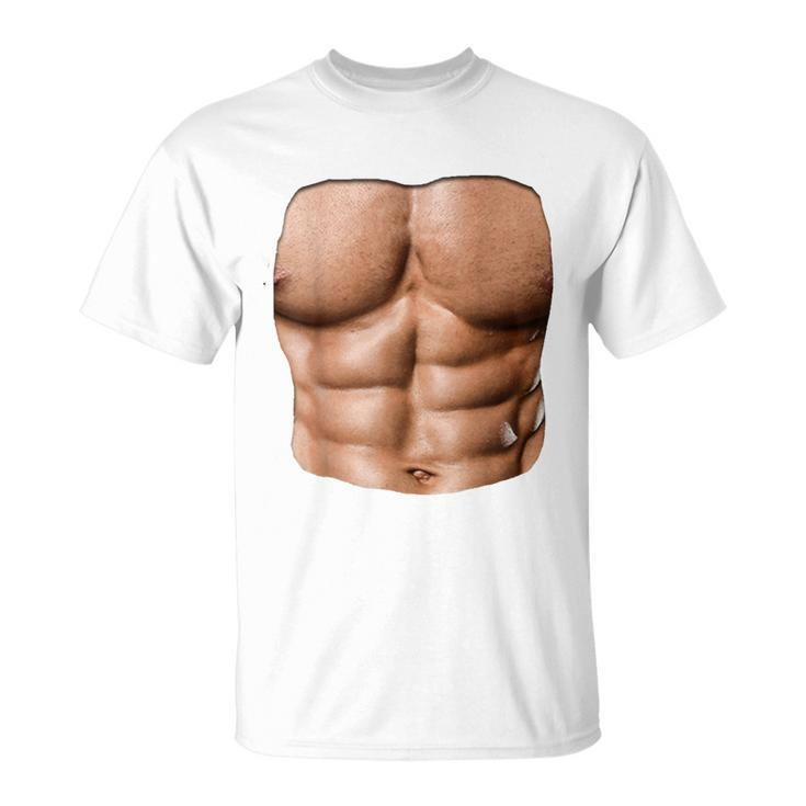 Fake Muscle Under Clothes Chest Six Pack Abs T-Shirt