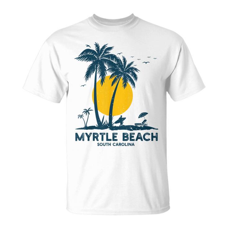 Family Vacation Retro Sunset South Carolina Myrtle Beach T-Shirt