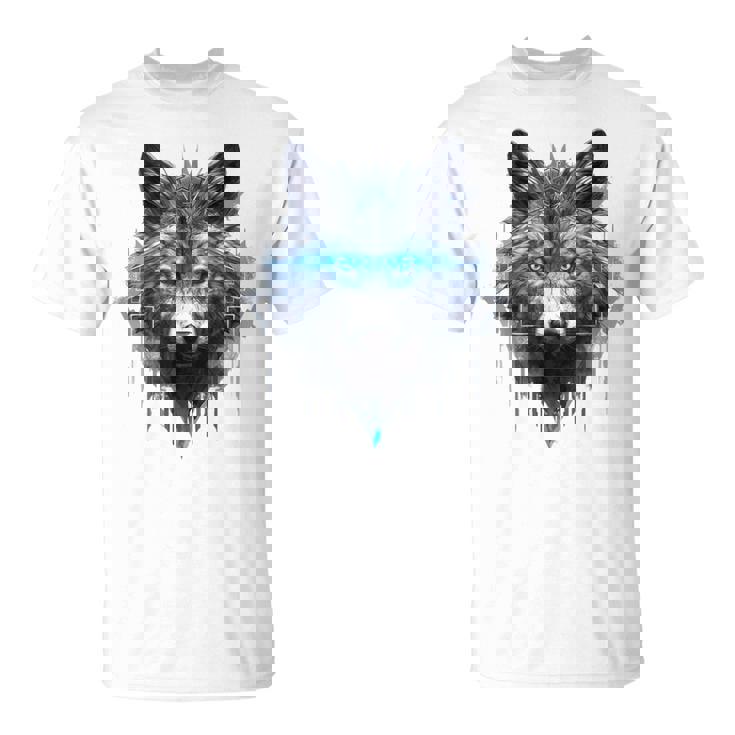 Fantasía De Lobo Ojos Azules Motivo De Animales Artísticos Lobo Camiseta unisex