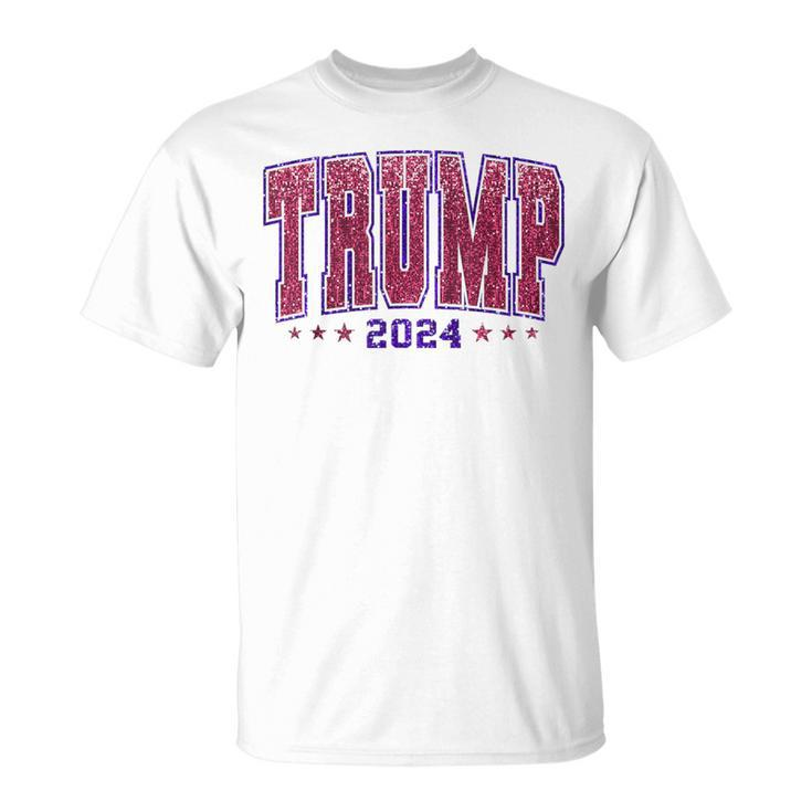 Faux Sequins Trump 2024 President Make America Trump Again T-Shirt