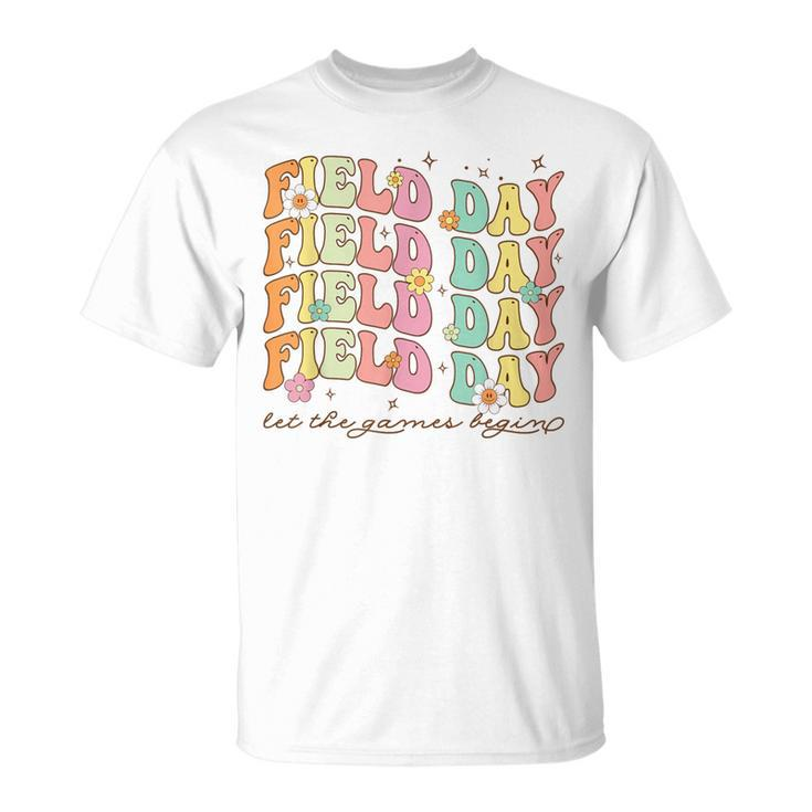 Field Day Teacher Boys Girls Field Day Let Games Start Begin T-Shirt