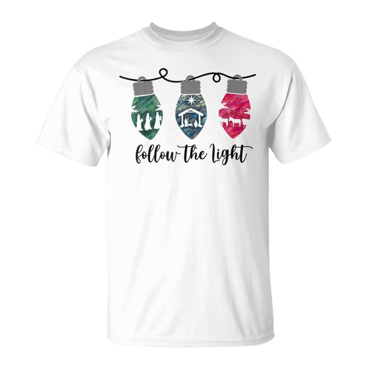 Follow The Light Christ Xmas Light T-Shirt