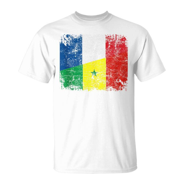 France Senegal Flags Half Senegalese French Roots Vintage T-Shirt