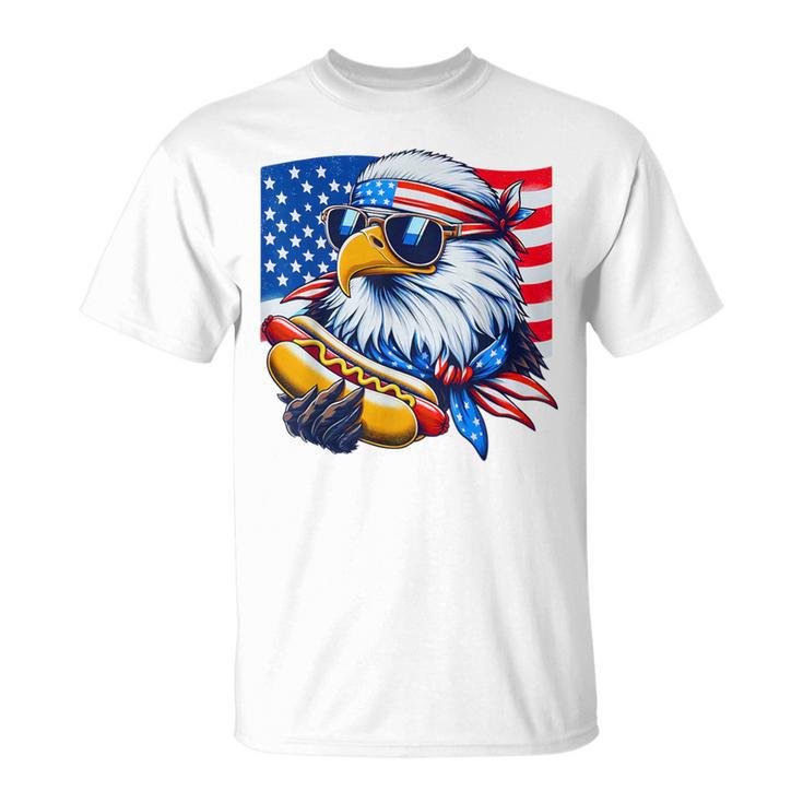 Bald Eagle Hotdog American Flag 4Th Of July Patriotic T-Shirt