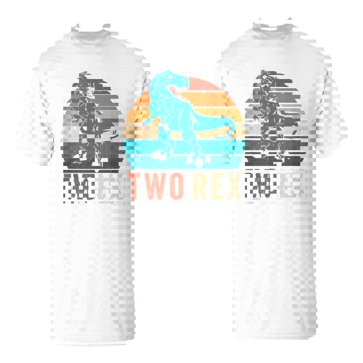 Dinausor Two Rex Retro Vintage Sunset 2 Year Old Trex T-Shirt