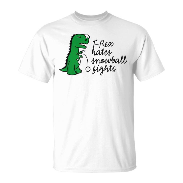 T-Rex Hates Snowball Fights Dinosaur Winter Sports T-Shirt