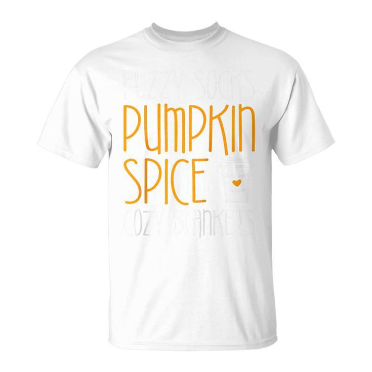 Fuzzy Socks Pumpkin Spice Cozy Blankets Fall Season T-Shirt