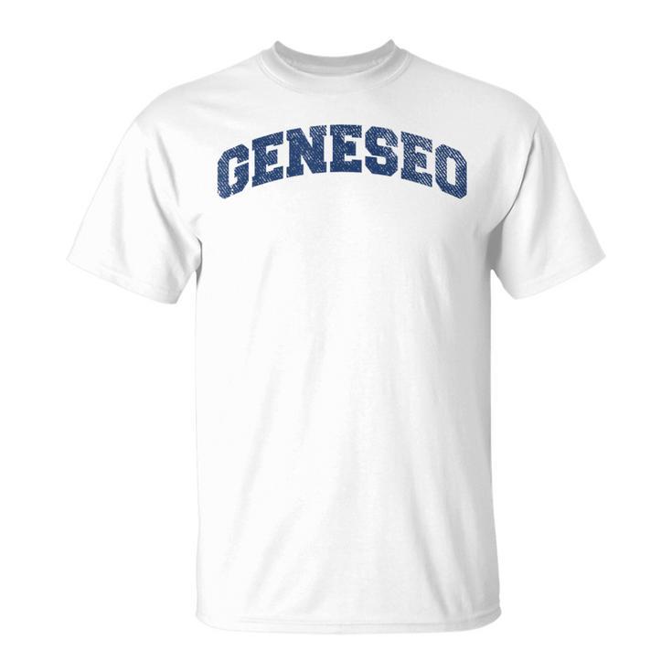 Geneseo New York Varsity Style Vintage Grey T-Shirt