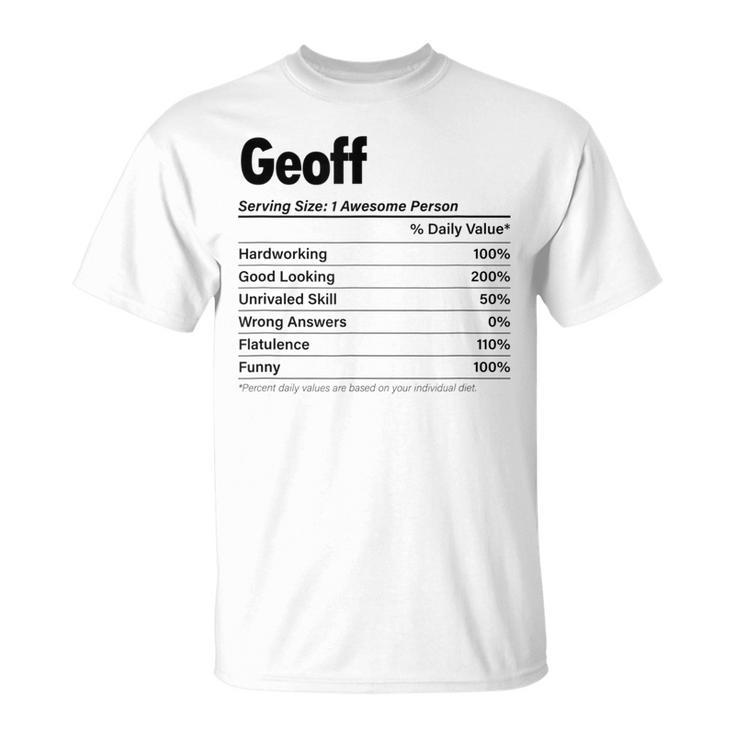 Geoff Nutrition Facts  Name Definition Graphic T-Shirt