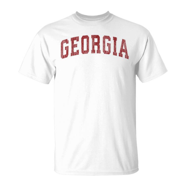 Georgia Ga Vintage Athletic Sports Red Style T-Shirt