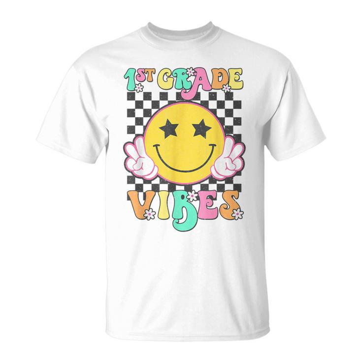 Girls 1St Grade Vibes Smile Face Back To School First Grade T-Shirt