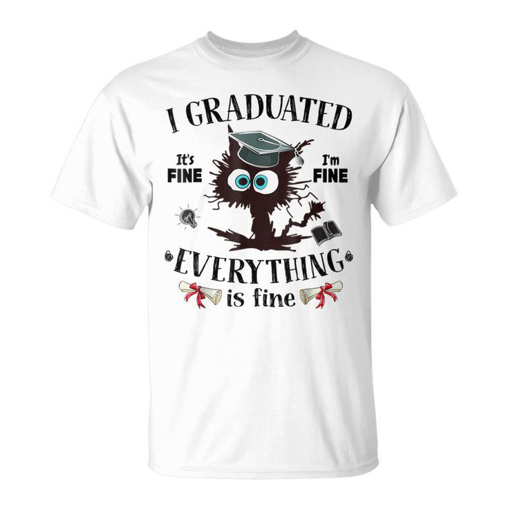I Graduated Graduate Class 2024 Black Cat Graduation T-Shirt