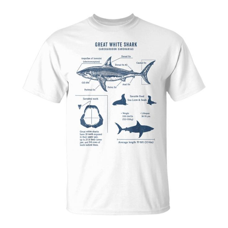Great White Shark Anatomy Marine Biology Biologist Friend T-Shirt