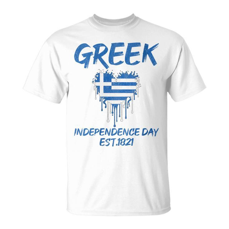 Greek Independence Day National Pride Roots Country Flag T-Shirt