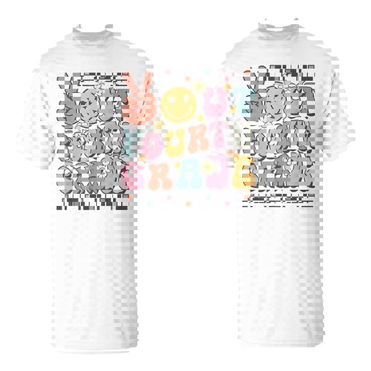 Groovy Last Day Of School 4Th Grade Peace Out Fourth Grade T-Shirt