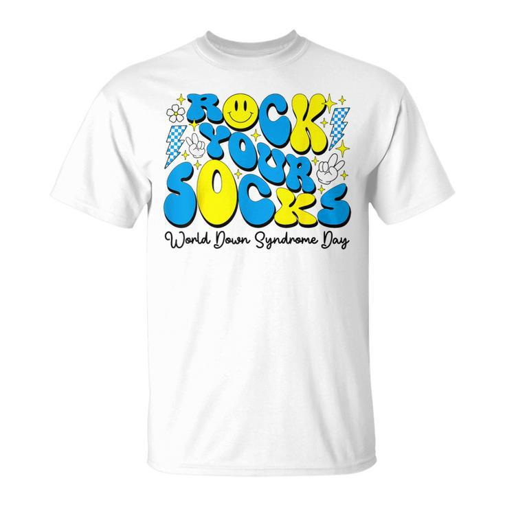 Groovy Rock Your Socks World Down Syndrome Awareness Day T-Shirt