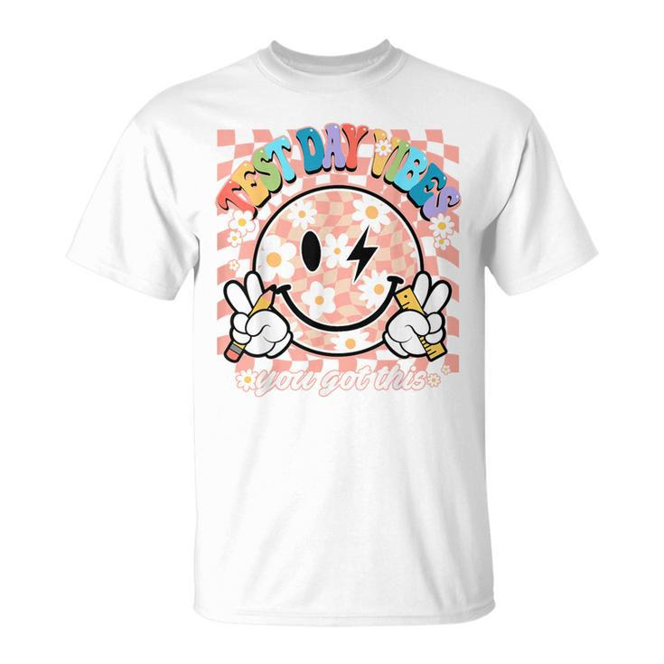 Groovy Smile Test Day Vibes This You Got Testing Day Teacher T-Shirt