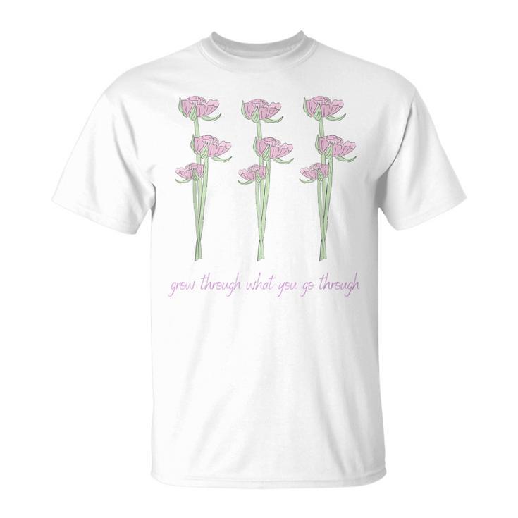 Grow Through What You Go Through Vintage Wildflower Poppy T-Shirt